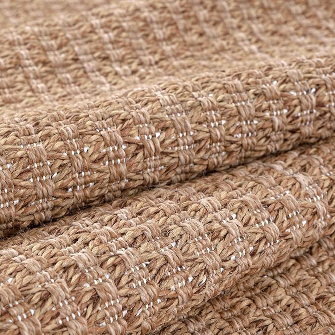 Easy Jute Rug 8x10 Indoor Outdoor Natural Rugs Solid Fiber Rug Woven Area Rug Boho Easy Clean Inside Carpet for Living Room Bedroom Dining Room Hallway or Outdoor Patio Porch (8 X 10 Natural)