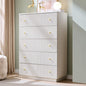 Fluted Dresser for Bedroom, White 5 Drawer Dressers, Wood Tall Dresser Storage Organizer, Chest of Drawers with Deep Storage, Modern Bedroom Chest for Closet Hallway, Entryway, Living Room