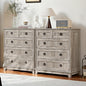 Farmhouse 5 Drawer Dresser for Bedroom Set of 2, 33.2" Tall Small Dressers & Chest of Drawers, Rustic Wood Dresser with Metal Handle, Storage Organizer Closet for Living Room, Hallway,Entryway
