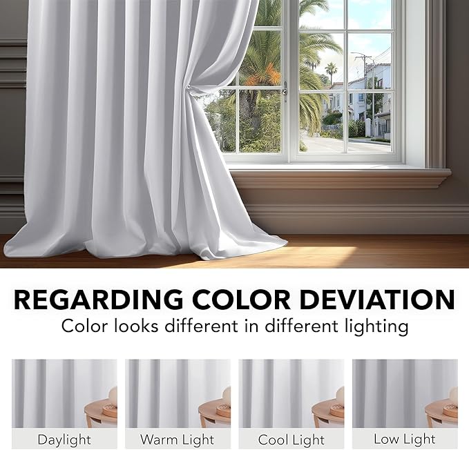 Deconovo Blackout Curtains, Thermal Insulated, W42 x L45 2 Panels, Back Tab, Machine Washable, Room-Darkening Drapes for Bedroom/Living Room Star White