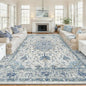 Area Rugs 10'x14' Washable Non-Slip, Floral Vintage Distress Print Pattern Medallion Carpet for Living Room Bedroom Dining Room, Light Blue Navy Beige Gray White