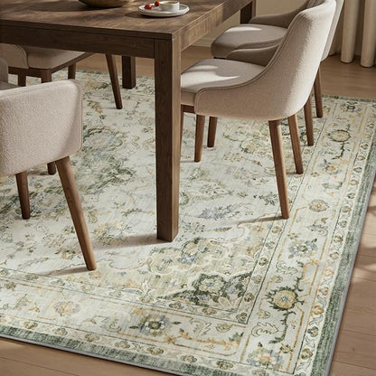 PADOOR 5X7 Area Rug,Rugs for Living Room,Soft Green Rugs for Bedroom,Machine Washable Rugs Non Slip Carpet,Rug for Dining Room Living Room Bedside Office