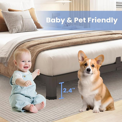 ROIL 4 inch Twin Bed Frames with Round Corner Legs Mattress Retainers 3500LBS Heavy Duty Steel Slats No Box Spring Needed Platform Noise-Free Easy Assembly