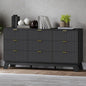 Fluted 9 Drawer Dresser, 57.1" Wide Modern Boho Chest of Drawers, Wooden Storage Dresser TV Stand for Bedroom, Living Room, Closet, Hallway, Curved Profile Design