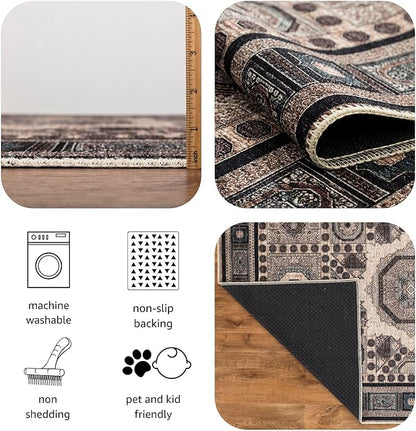 Keen Home Design 3x5 Rug - Machine Washable Entry Rug with Non-Slip Backing, Ideal for Enteryway, Kitchen, Bathroom, Laundry Room - Vintage, Easy Clean, Durable, Low Pile Rug - (3' x 5')