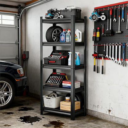 Storage Shelves, Garage Metal Shelving Unit, Adjustable, Double-Layer Column with Reinforced Ribs, Heavy-Duty, Capable of Bearing 3000 lbs, Suitable for Garage, Warehouse, Kitchen Storage