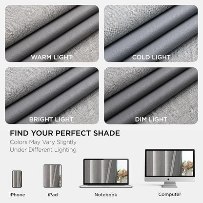 Joydeco Blackout Curtains 108 Inches Long 2 Panels Burg, Room Darkening Curtains for Bedroom, 100% Black Out Textured Thermal Drapes Privacy Protection 2 Panels Set(W52 x L108 Inch, Greyish White)