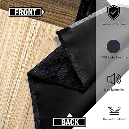 Wood Print Retro 100% Blackout Curtains for Bedroom 84 inch Long 2 Panels Set Modern Abstract Geometric Black Out Curtains Insulated Room Darkening Window Drapes for Living Room, 52Wx84L