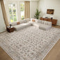 Washable 10x14 Area Rugs for Living Room, Boho Non-Slip Vintage Distress Large Rugs for Bedroom Dining Room Office, 0.3" Neutral Oriental Throw Thin Carpet, Cream/Blue/Orange/Multi