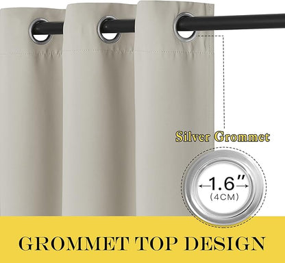 NICETOWN Short Blackout Curtain for Bedroom - Window Treatment Thermal Insulated Grommet Room Darkening Sound Reducing for Kids Room/Nursery (Natural, 1 Panel, W52 x L54)