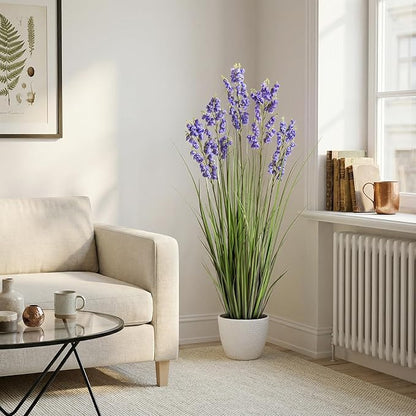 Green Onions Home Decor Fake Plants Lily of The Valley Snake Plant Home DéCor Accents Artificial Grass Room Decor Artificial Plants Indoor Artificial Grass 47“ 1 Pack（Purple）