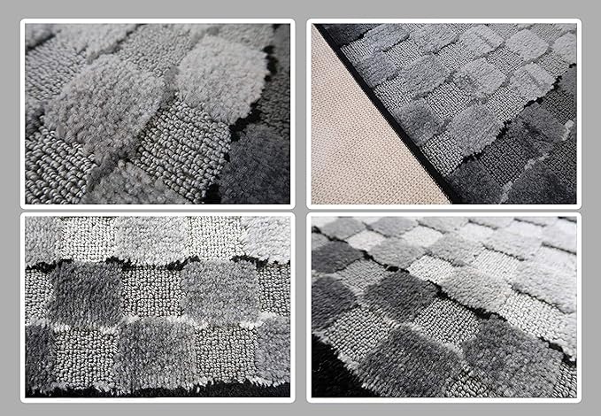 Custom Length Hallway Runner Rug,Slip Resistant,Checkered Black, 26 Inch X 28 feet, Sold and Priced Per Foot