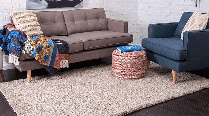 Unique Loom Solid Shag Collection Area Rug (6' 1" x 9' Rectangle, Taupe)