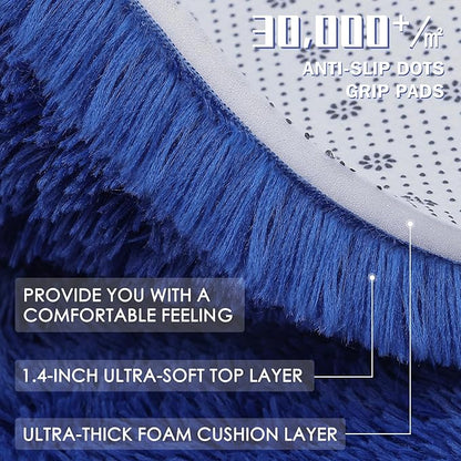 OLANLY 2x5 Machine Washable Runner Rugs for Hallway, Soft Fluffy Shaggy Bedside Rugs for Bedroom, Living Room, Indoor Floor Carpet for Kids Girls Boys, Nursery Rooms, Home Decor Aesthetic, Navy Blue