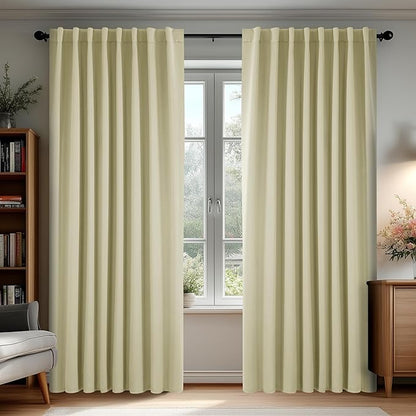 Deconovo Blackout Curtains, Thermal Insulated, W70 x L95 2 Panels, Back Tab, Machine Washable, Room-Darkening Drapes for Bedroom/Living Room Beige