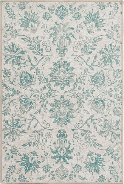 jinchan Torino 3x5 Area Rugs for Entryway Vintage-Inspired Floral Design Machine Washable Non-Slip Low-Pile Rug Ultra-Thin Indoor Traditional Accent Carpet for Entrance Kitchen Bedroom Hallway