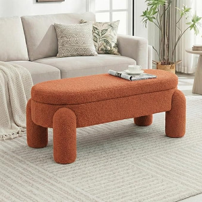 Ottoman with Storage, Large Foot Rest Ottoman Storage Bench,End of Bed Bench,Upholstered Seating,for Entryway, Hallway, Living Room,Bedroom (Orange)