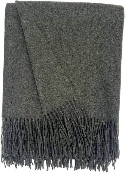 Alashan Cashmere Blend Ripple Finish Woven Throw (Olive)