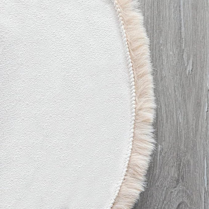 Light Brown Beige Washable Shaggy Round Rug 5ft Faux Rabbit Fur Rugs for Living Room Circle Nursery Rug for Bedroom Girl Room Décor