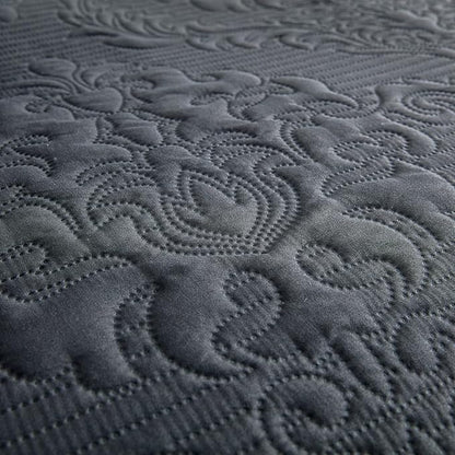 CHIXIN Bedspread Coverlet Quilt Set Full Size - Lightweight Bedding Cover - Ultrasonic Quilting - 5 Piece Reversible Bedspread - Elegant Damask Paisley Pattern (Full, Dark Grey)
