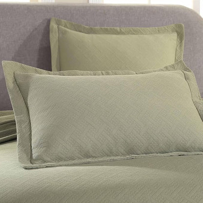 Superior 100% Cotton Basket Weave Bedspread with Shams, All-Season Premium Cotton Matelasse Jacquard Bedding, Quilted-Look Geometric Basket, King, Sage