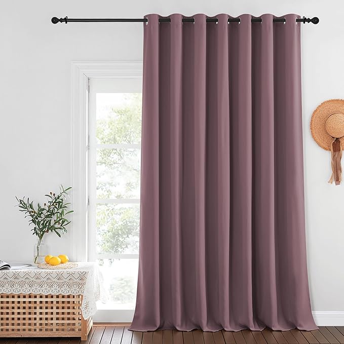 NICETOWN Dry Rose Blackout Curtains for Bedroom/Living Room 132 Inch Length - Thermal Insulated Room Darkening Grommet Top Window Curtains (100 by 132 - Inch, 1 Panel)