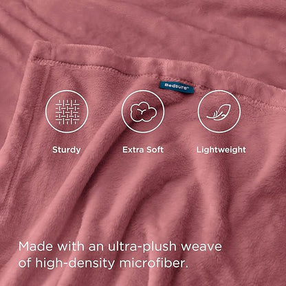 Bedsure GentleSoft Fleece Blankets Twin Size Dusty Rose - 300GSM Lightweight Plush Fuzzy Cozy Soft Blanket for Bed, Sofa, Couch, Travel, Camping, 60x80 inches
