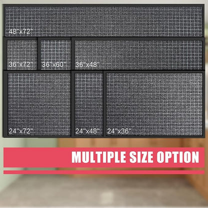 Kuyal Front Door Mat, 2'*4' Door Mat for Inside Outside Entrance,Waterproof Welcome Mats with Non-Slip Backing, Indoor Outdoor Entryway, Commercial Floor Mats, Durable & Easy to Clean, Dark Gray