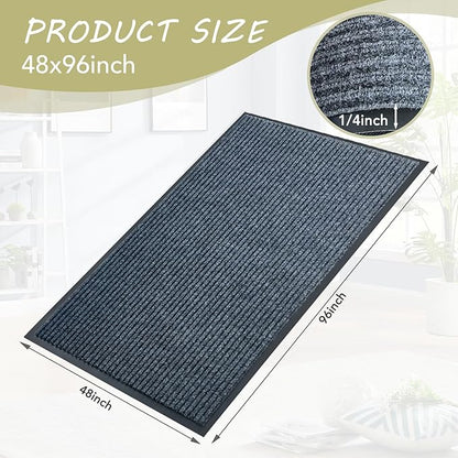 Front Door Mat,4'x8'Indoor Outdoor Door Mat,Heavy Duty Durable Welcome,Commercial Floor Mats Inside Outside Entrance, Waterproof All-Season, All-Weather Non Slip Backing Doormat for Entryway,Dark Gray