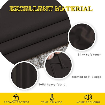 NICETOWN Blackout Curtains Panels for Window - Triple Weave Energy Saving Thermal Insulated Solid Grommet Blackout Drapes for Kitchen (1 Pair, 52 inches by 63 Inch, Toffee Brown)