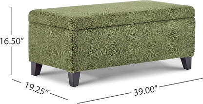 Storage Ottoman with Flip-Top Lid, Sturdy Birch Wood Legs, Footrest Bench with Ample Storage for Blankets, Pillows, Shoes, Extra Seating for Living Room, Bedroom, Entryway,Dark Brown+Green