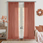 Red Clay Linen Pinch Pleated Curtains 108 Inches Long 2 Panels for Living Room Bedroom Light Filtering Drapes 108 Inch Length Terracotta Autumn Fall Semi Sheer Memory Trained Ceiling Floor Curtain