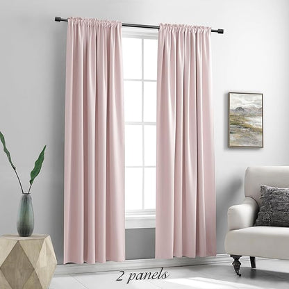 DONREN Pastel Pink Room Darkening Curtains - 90 Inch Length Light Blocking Thermal Insulated Energy Saving Curtain Panels for Livingroom,Light Pink,W 52 x L 90 Inch, 2 Panels