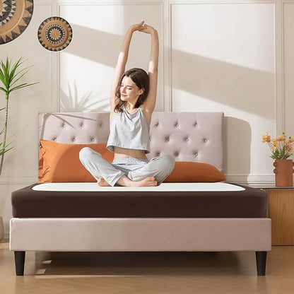 Biscaynebay Decorative Box Spring Cover Full & Full XL Size, Brown Jersey Luxurious Jersey Knitting Stretchy Wrap Around 4 Sides Bed Skirt for Home/Hotels, Easy Fit Wrinkle Free Machine Washable