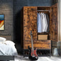 VINGLI 38" W Armoire, Wardrobe Closet with Hanging Rod, Bedroom 71" Freestanding Wardrobe Cabinet with Doors, Adjustable Shelves and Drawer, Open Compartment, Rustic Brown