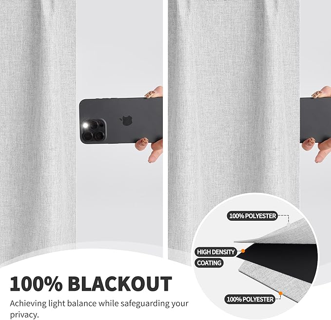 WdFour 30x24 Inch Pinch Pleated Blackout Cafe Curtains - Pack of 2, 100% Light Blocking Back Tab Drapes for Half Windows, Kitchen & Bathroom Short Curtains (Greyish White)