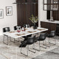 Dining Chairs Set of 6, 18 Inch Kitchen Chairs with Back, Faux Leather Armless Dining Room Chairs with Metal Legs for Home, Bistro Coffee Shops (Black)