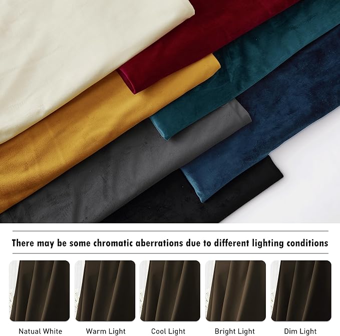 RYB HOME Dark Brown Velvet Curtains 72 inches, Back Tab Soft Fabric Room Darkening Thermal Insulated Luxurious Home Decor Curtains for Living Room Bedroom, W 52" x L 72", 2 Panels Set