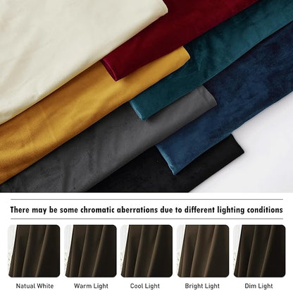 RYB HOME Brown Velvet Curtains 90 inches, Back Tab Soft Fabric Blackout Thermal Insulated Luxurious Home Decor Curtains for Living Room Bedroom, W 52" x L 90", 2 Panels Set