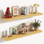 Vivelove 10" Deep Floating Shelves with Invisible Brackets, 36" Wall Shelves for Bathroom Bedroom Kitchen Living Room Laundry Room, Modern Rustic Shelves for Home Decor, 36"x10.2"x1.5", Set of 2, Oak
