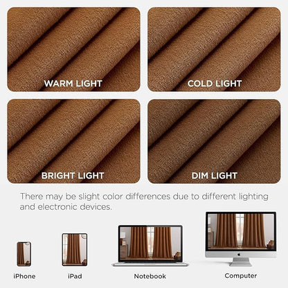 Joydeco Golden Brown 100% Blackout Curtains 108 Inch 2 Panels, Luxury Thermal Brown Velvet Curtains for Bedroom Living Room, Soundproof Blackout Window Drapes, Rod Pocket & Back Tab (52W x 108L)