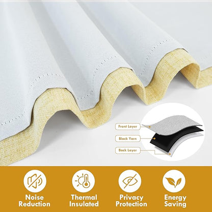 DriftAway Double Layer Linen Blackout Tie Up Curtains Thermal Insulated Fully Lined Balloon Roman Shade Bathroom Window Adjustable Rod Pocket for Small Window 39 Inch by 55 Inch Yellow