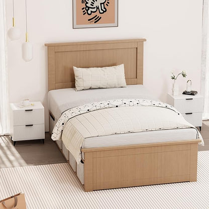 Royal Windsor Small Fluted Nightstand Set of 2 with 2 Drawers, Side End Table, Small Accent Storage Cabinet,Modern Night Stand Bedside Table for Bedroom Full Size Bed,White