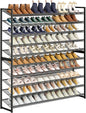 Large Shoe Rack 10 Tier Shoe Organizer, Heavy Duty Metal 5-Tier Stackable Shoe Storage Vertical Shoe Rack for Closet Front Door Entrance, Up to 62 Pairs, 44.8" W x 11.4" D x 71.2" H, Black