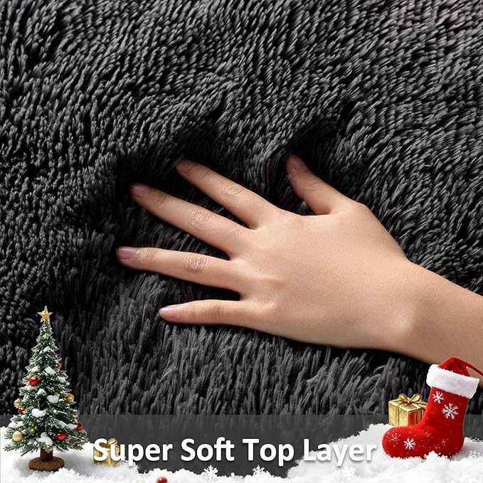 Ophanie 6x9 Black Rugs for Living Room, LargeFluffy Shag Fuzzy Plush Soft Living Room Area Rugs, Floor Shaggy Carpets for Bedroom, Carpet for Kids Boys Girls Dorm Nursery Home Decor Aesthetic