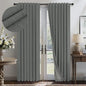 Charcoal Grey Curtains for Bedroom 2 Panel Set 63 Inch Length 100% Blackout Linen Look Thermal Insulated Light Blocking Darkening Bay Window Curtains for Boys Nursery Living Room Bathroom Dark Gray