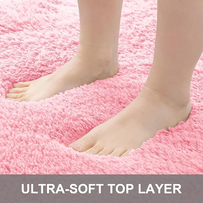 OLANLY 2x8 Machine Washable Runner Rugs for Hallway, Soft Fluffy Shaggy Bedside Rugs for Bedroom, Living Room, Indoor Floor Carpet for Kids Girls and Boys, Nursery Rooms, Home Decor Aesthetic, Pink