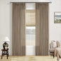 Pinch Pleated Neutral Linen Curtains 84 Inches Long 2 Panels Set for Living Room Dining Pinch Pleat Back Tab Light Filtering Farmhouse Boho Retro Window Curtain Drapes 84 Inch Length Latte Tan Brown