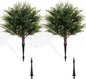 23.6" Artificial Topiary Cedar Trees with 4 Ground Stakes, Faux Outdoor Evergreen Shrubs, UV Resistant Fake Cedar Plants for Porch, Patio, Garden, Yard, Lawn, Landscape Decoration - 2 Pack