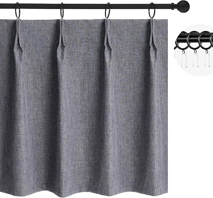 WdFour 42x84 Inch Blackout Curtains - Thermal Insulated Pinch Pleated Drapes, 100% Light Blocking, Extra Long Back Tab Panels for Bedroom & Living Room, Pack of 2 (Dark Gray)